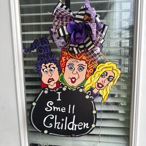 Halloween Witch Door Sign with Bow